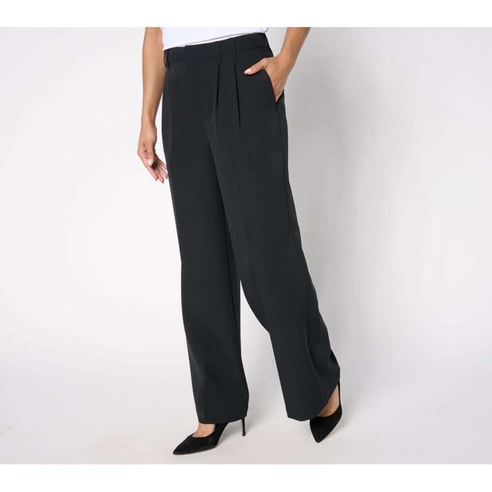 Joan Rivers Classics Collection Women's Petite Pants PL Bitsy Woven Black